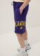 Purple cotton blend shorts with Los Angeles Lakers prints_3