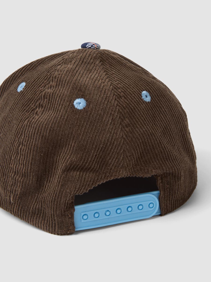 Brown pure cotton ribbed cap with peak_1