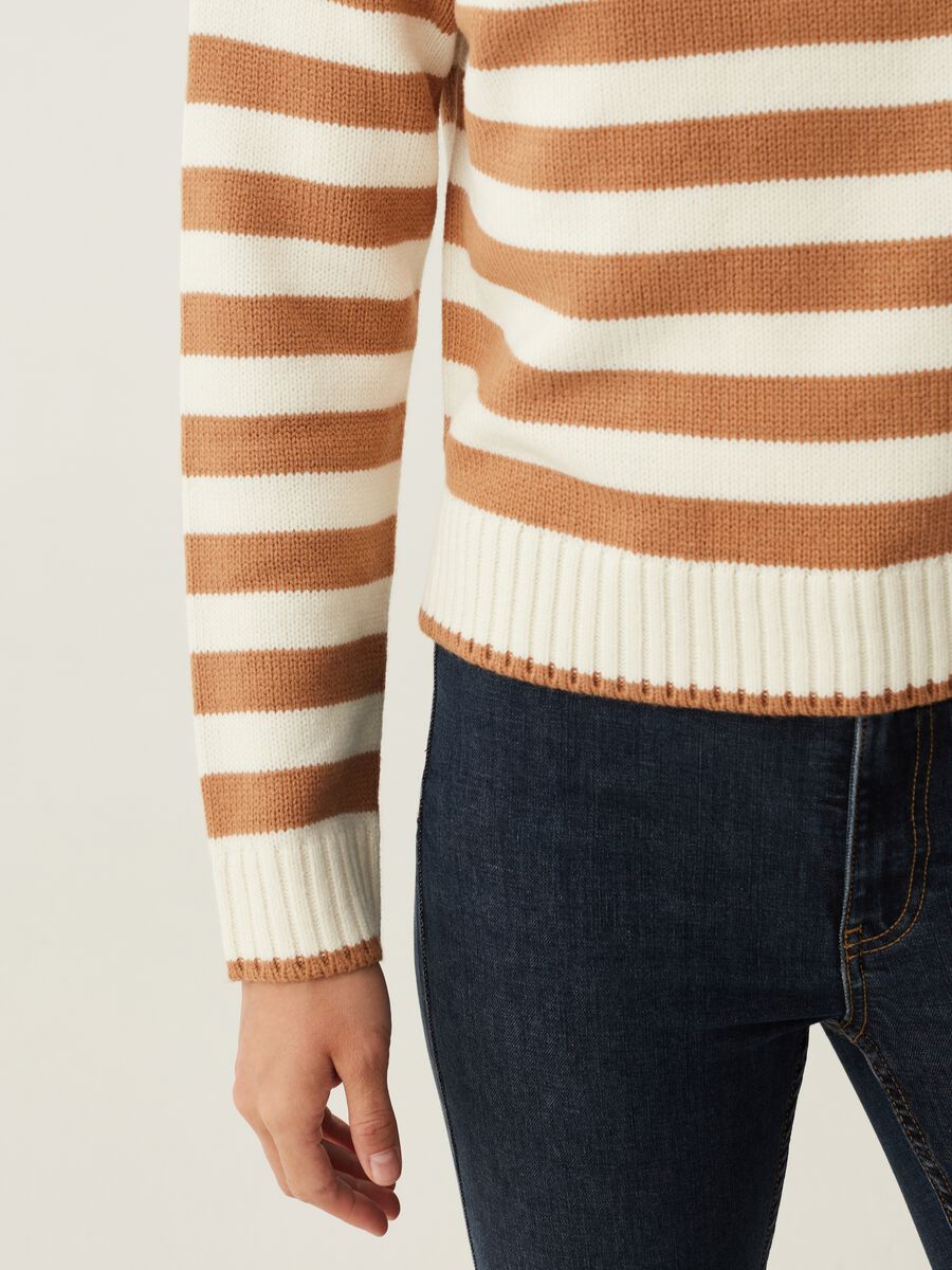 Striped pullover with mock neck_3