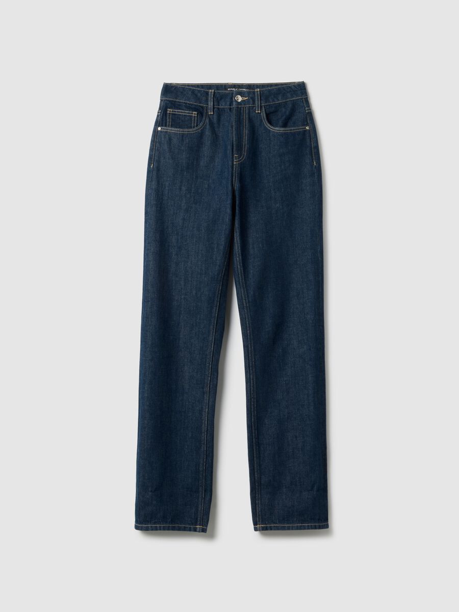 Pure Cotton Blue Straight Fit Jeans_4