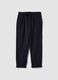 Blue linen and cotton blend trousers_0