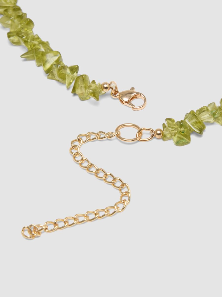 Green Glass Bead Necklace with Gold Clasp_2