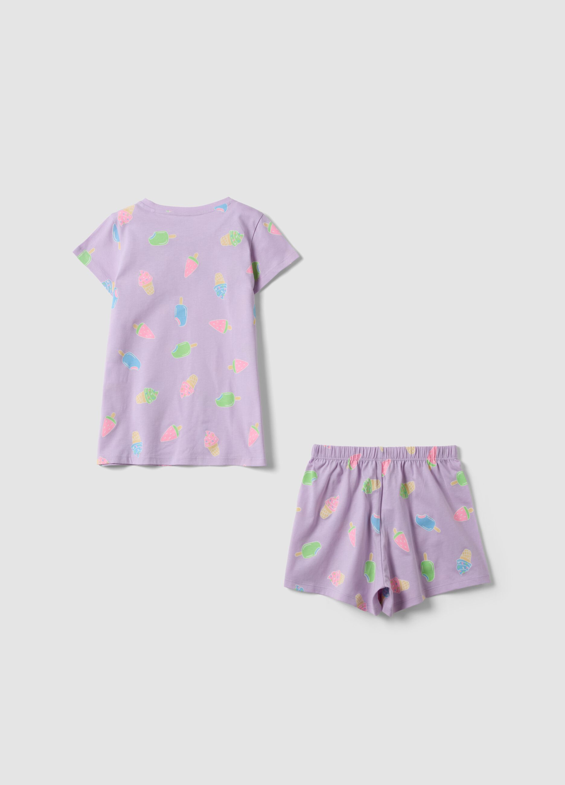 Purple organic cotton pyjamas with all-over print