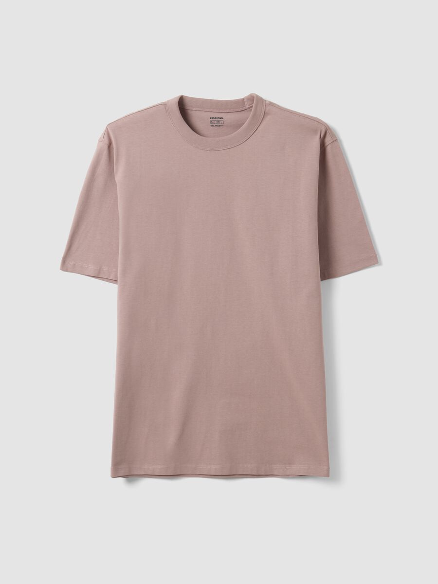 Pink pure cotton crew-neck T-shirt, relaxed fit_4