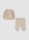 Completo beige in puro cotone organico a maglia_0