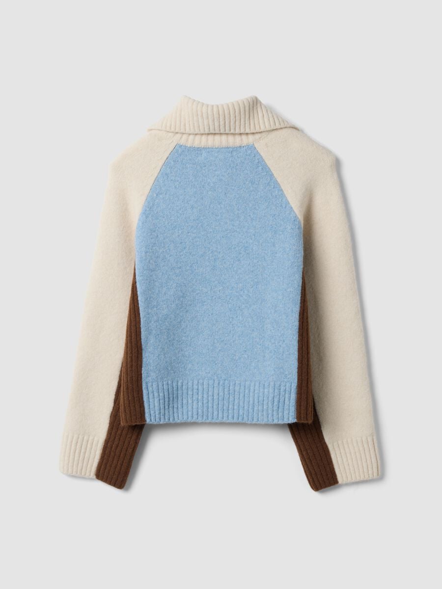 Maglione azzurro Half zip in lana elasticizzato_2