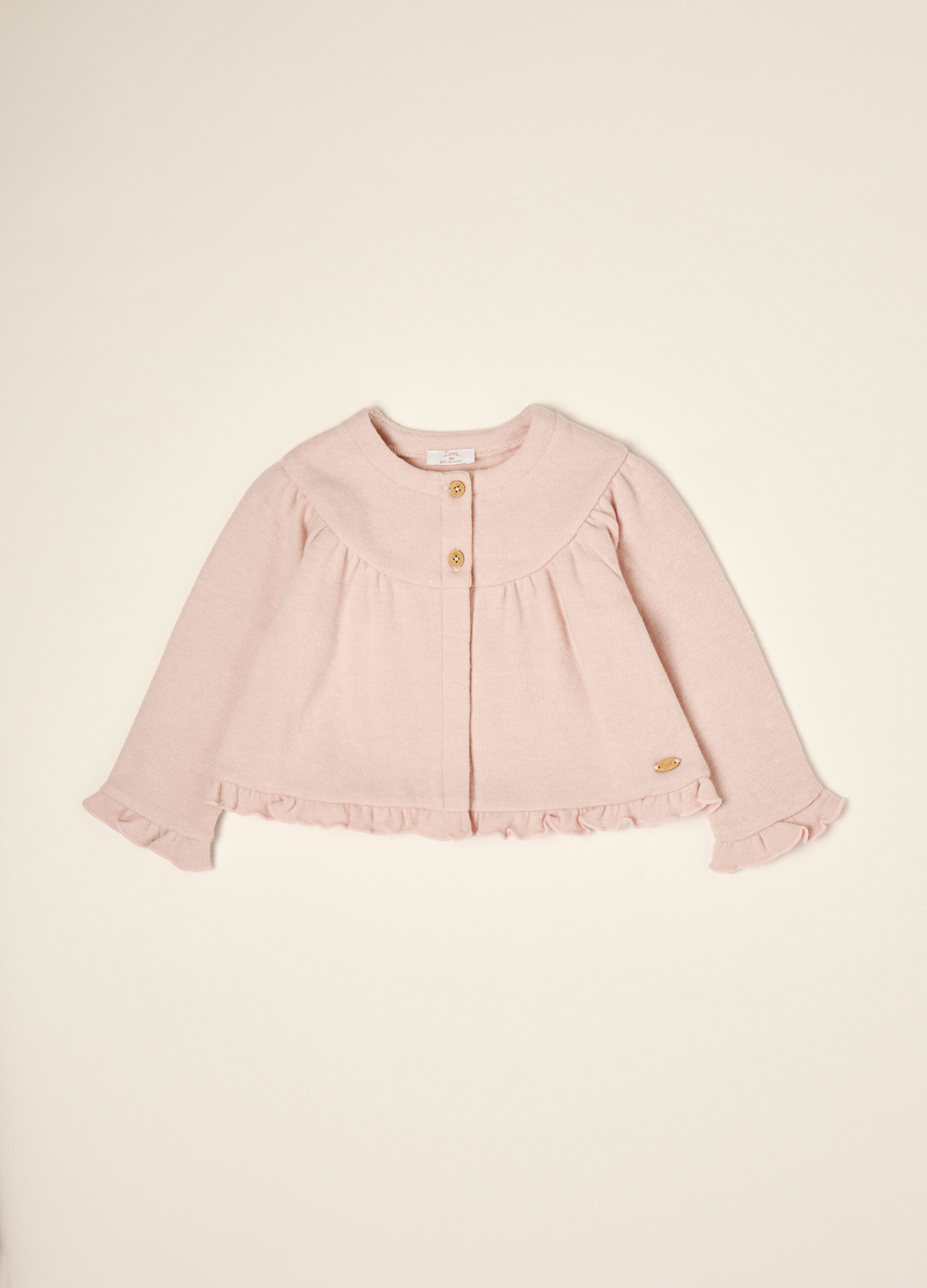 Sweatshirt rosa em algod&atilde;o e viscose el&aacute;stica, corte regular