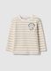 Multicolour striped pure cotton t-shirt for boys with embroidery_0