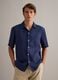 Blue pure linen short-sleeved bowling-collar shirt, regular fit_2