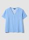 Blue striped pure viscose blouse with Mandarin collar, regular fit_4