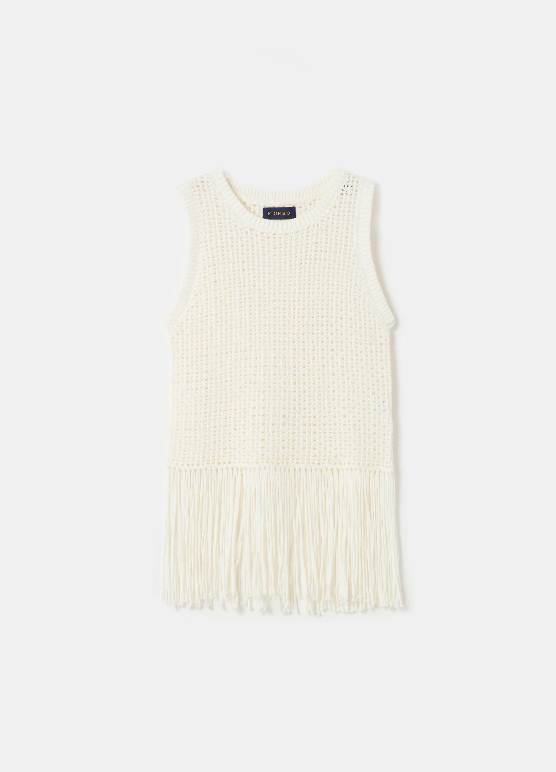 Openwork tank top with fringing