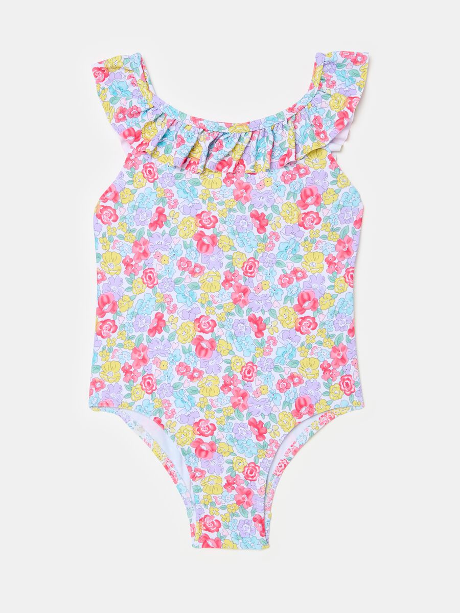 One-piece swimsuit with floral pattern_0