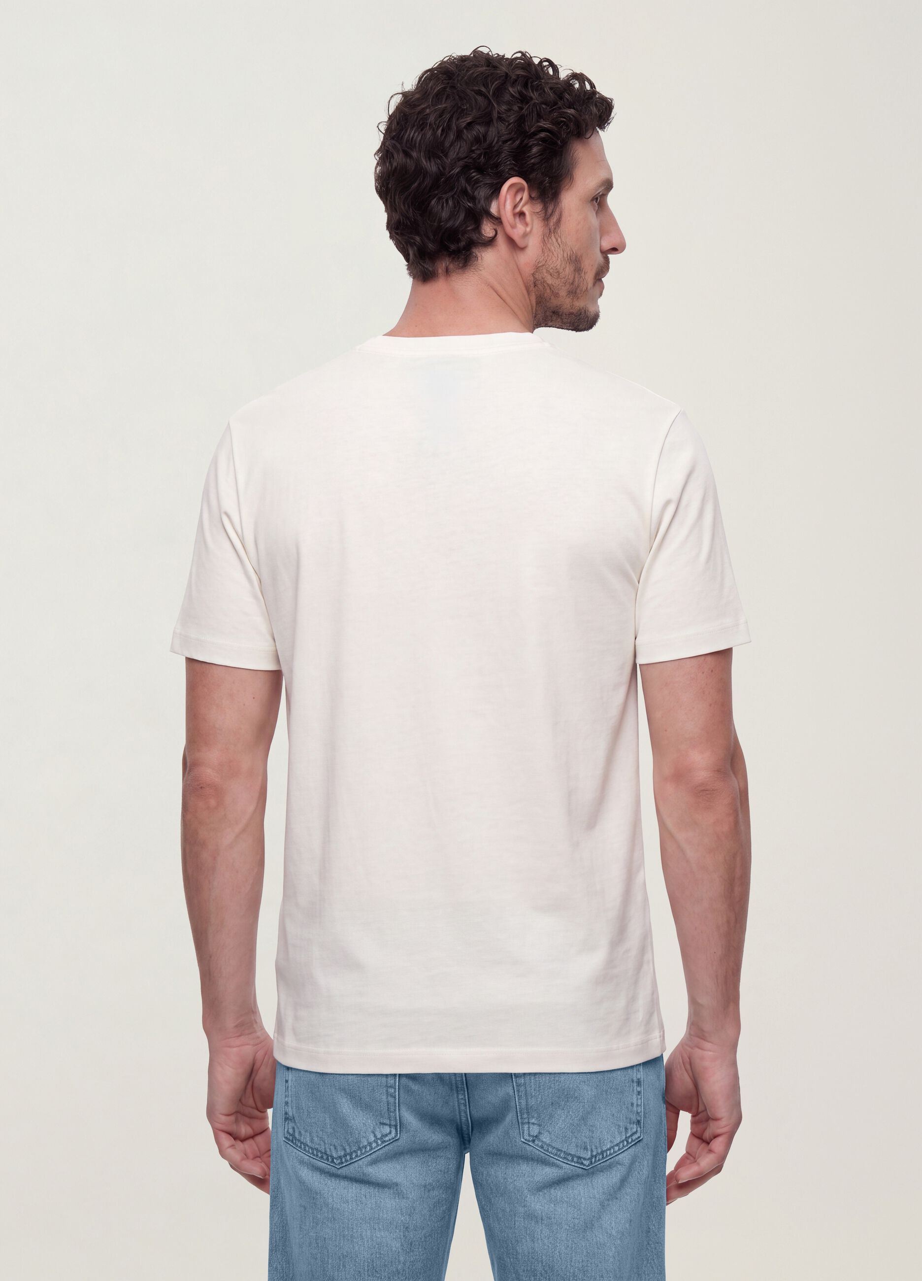 White pure cotton short-sleeve regular-fit T-shirt
