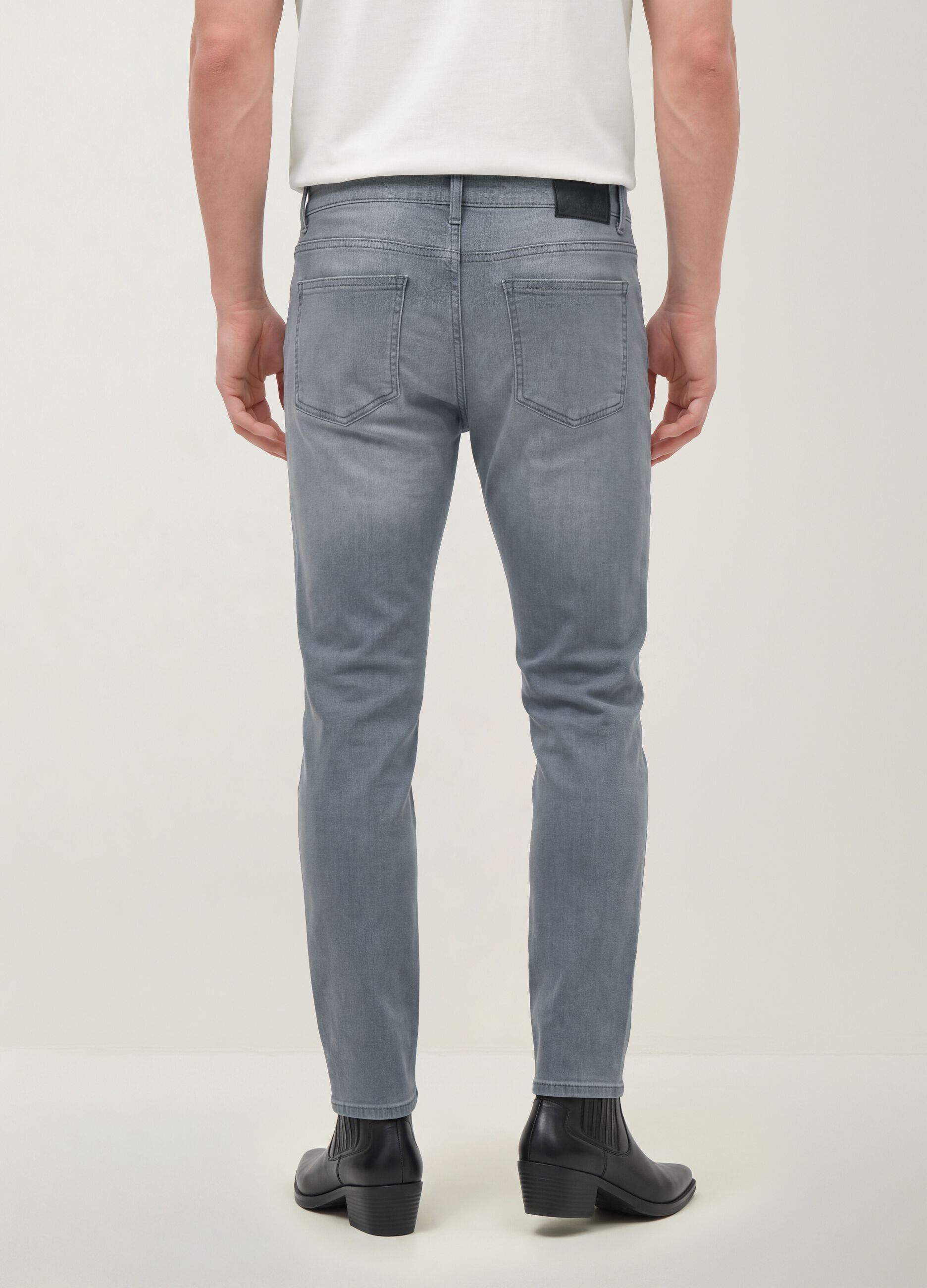 Graue Skinny-Fit-Jeans aus Stretch-Baumwolle