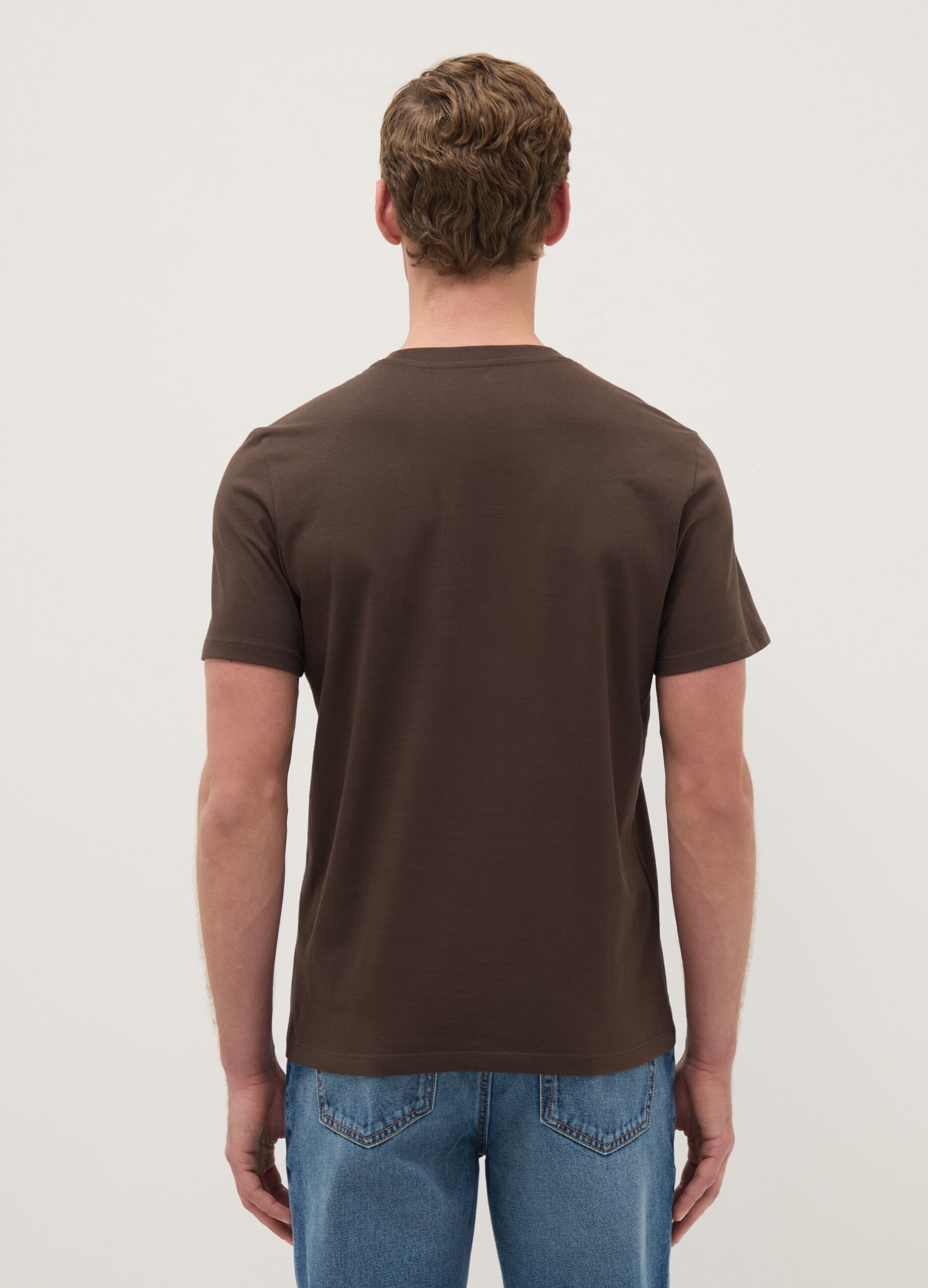 Brown pure cotton regular fit T-shirt