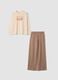Beige organic cotton pyjamas with crew neck and teddy bear print_0