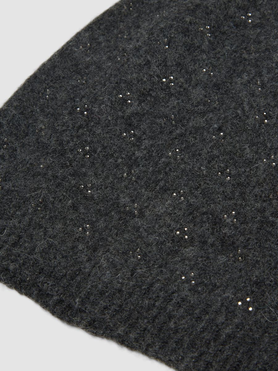 Grey viscose and stretch wool beanie_2