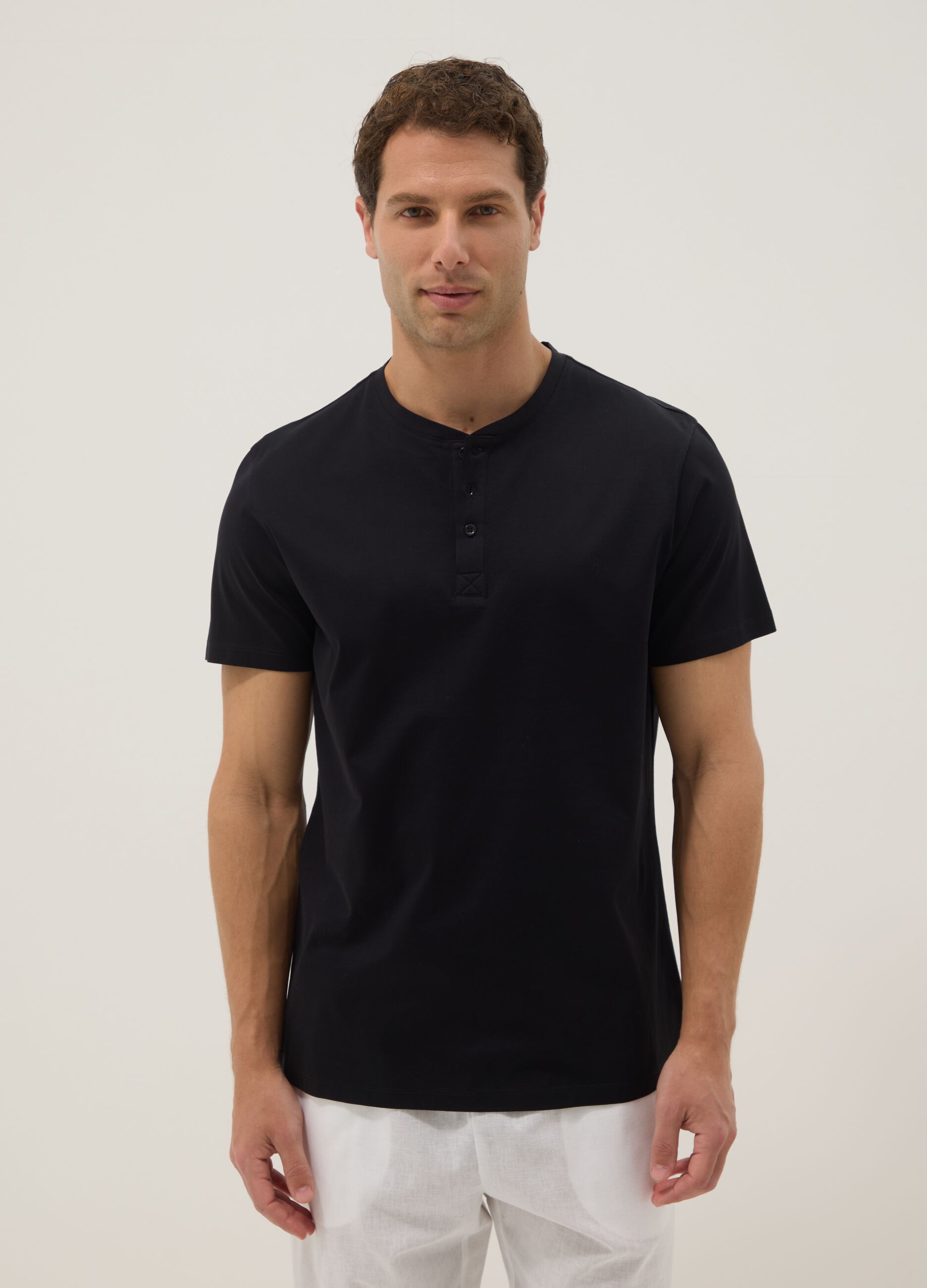 Black pure cotton regular-fit T-shirt