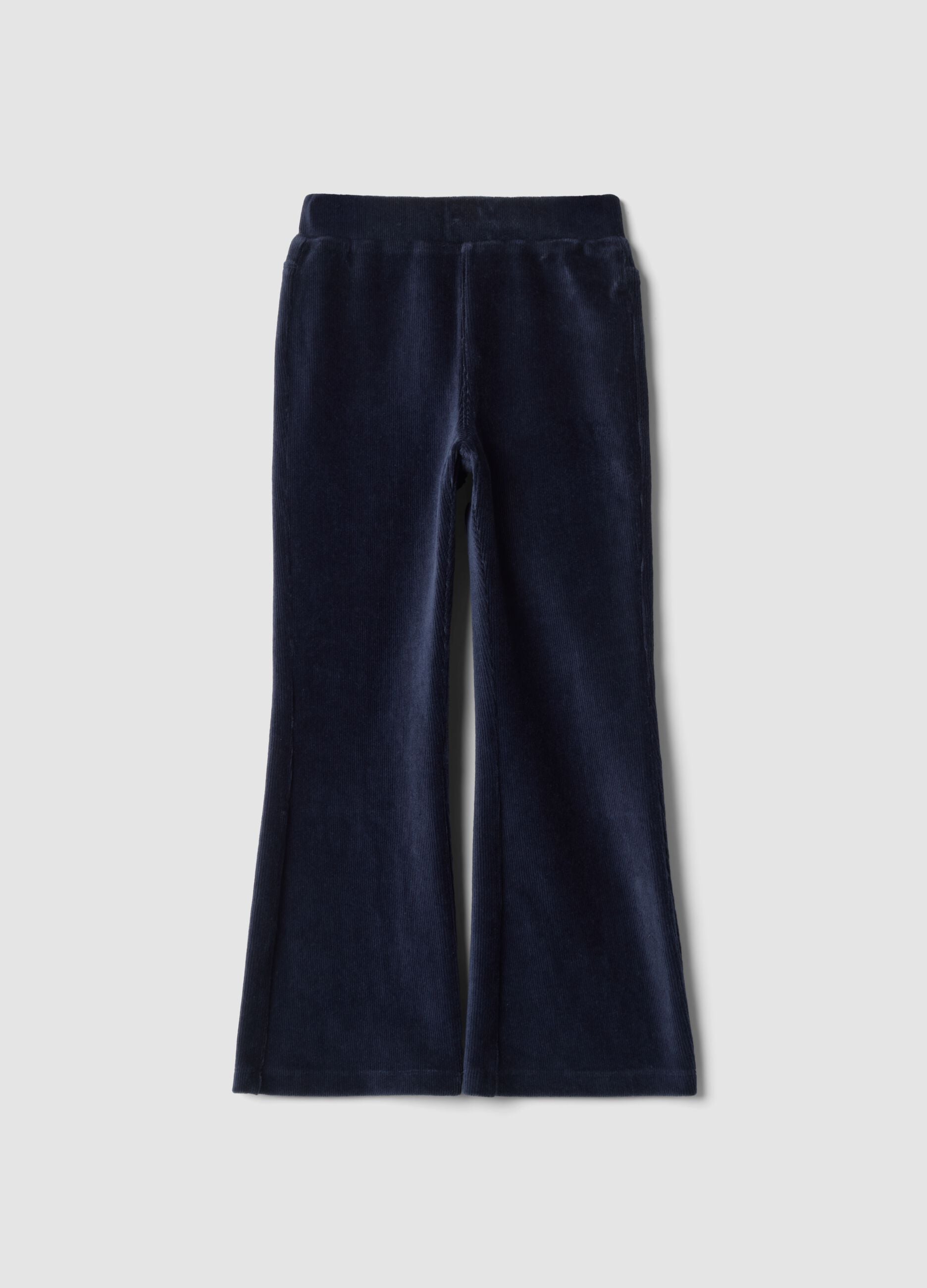 Hellblaue Flared-Hose aus Stretch-Baumwolle
