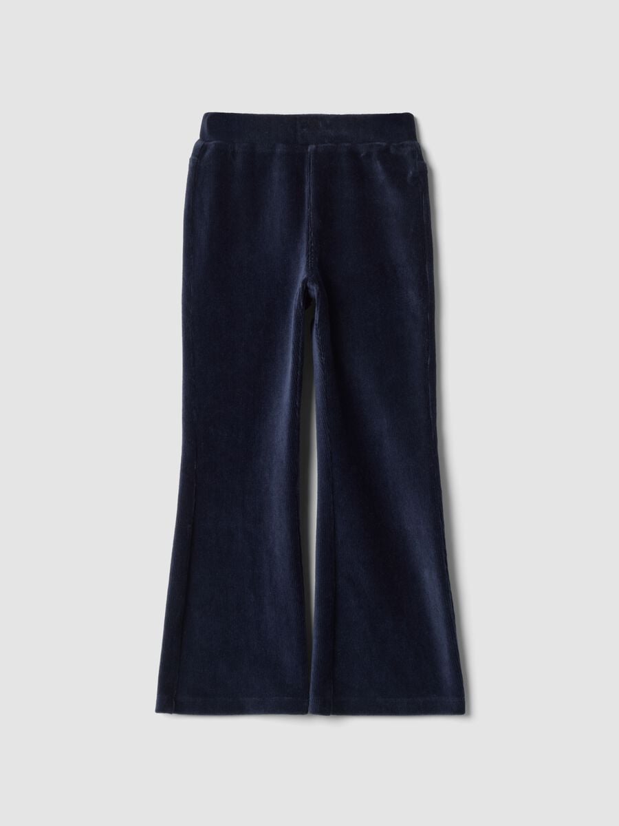 Light blue flared stretch cotton trousers_0