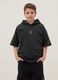 Boys' oversized black pure cotton t-shirt with hood_0