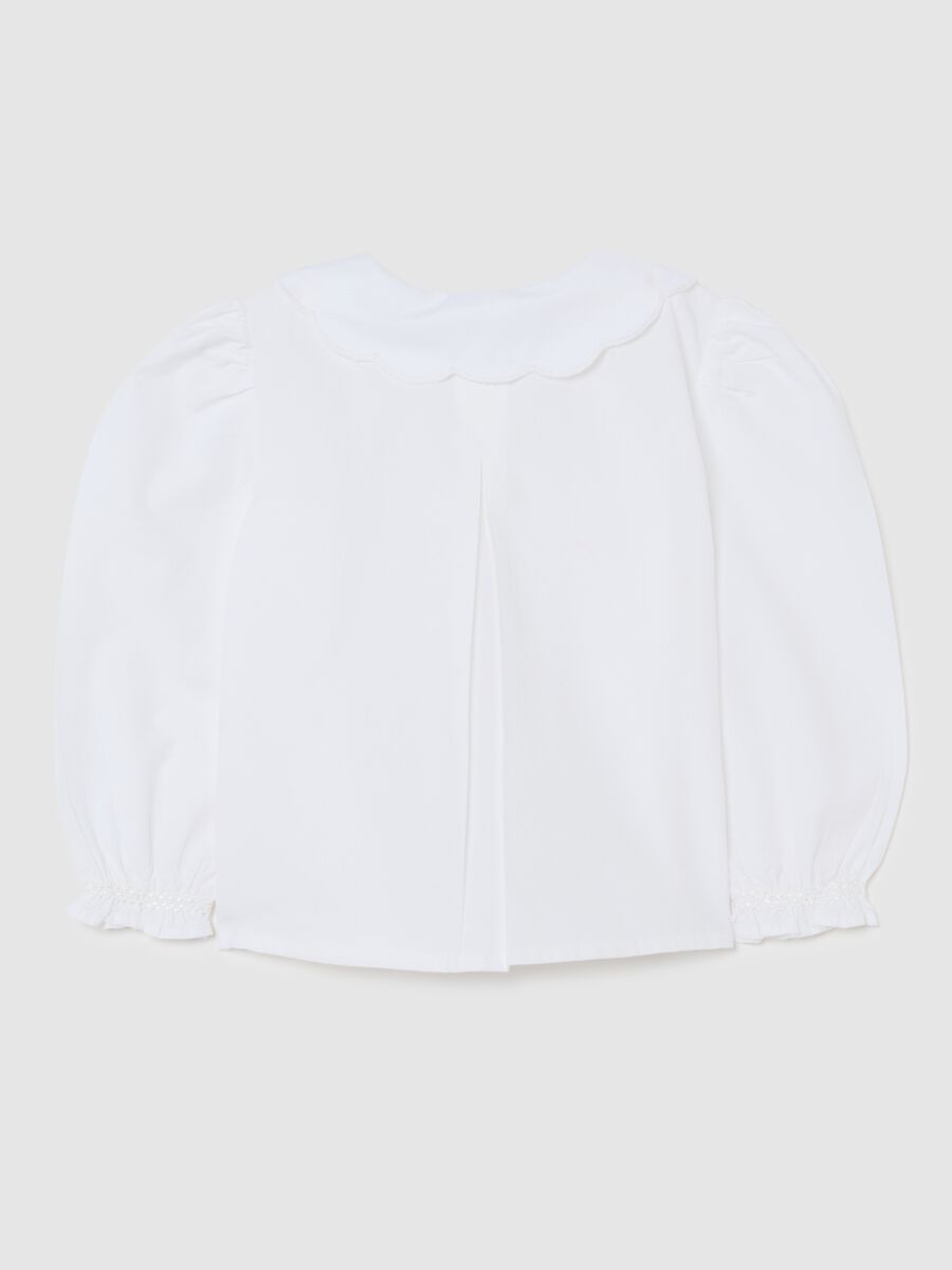 Girls' pure cotton white blouse regular fit with collar_1