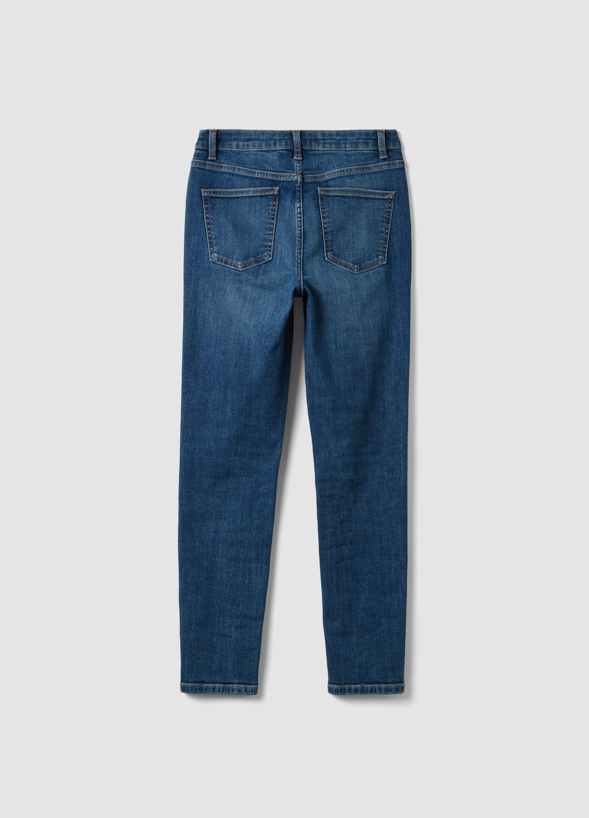 Blue denim skinny-fit jeans in stretch cotton