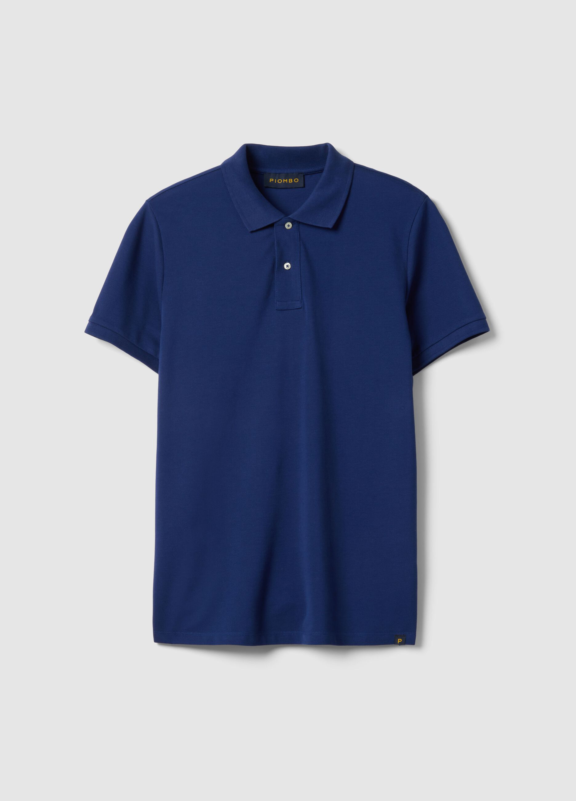 Short sleeve polo in pure blue cotton regular fit
