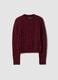 Burgundy red crew-neck cable-knit wool-blend jumper, regular fit_0