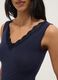 Blue stretch viscose tank top with deep V lace trim regular fit_3