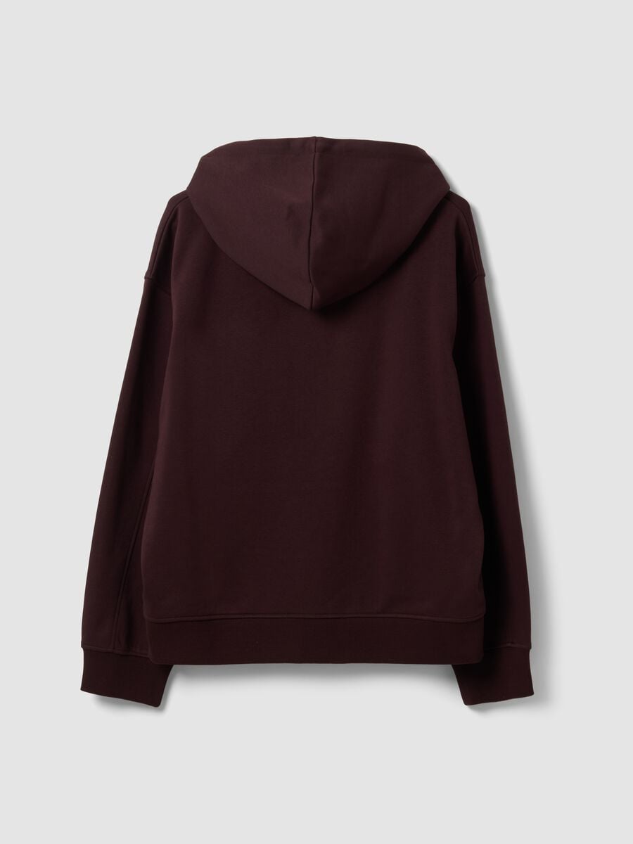 Brown cotton-blend hoodie with "Boston" slogan, relaxed fit_6