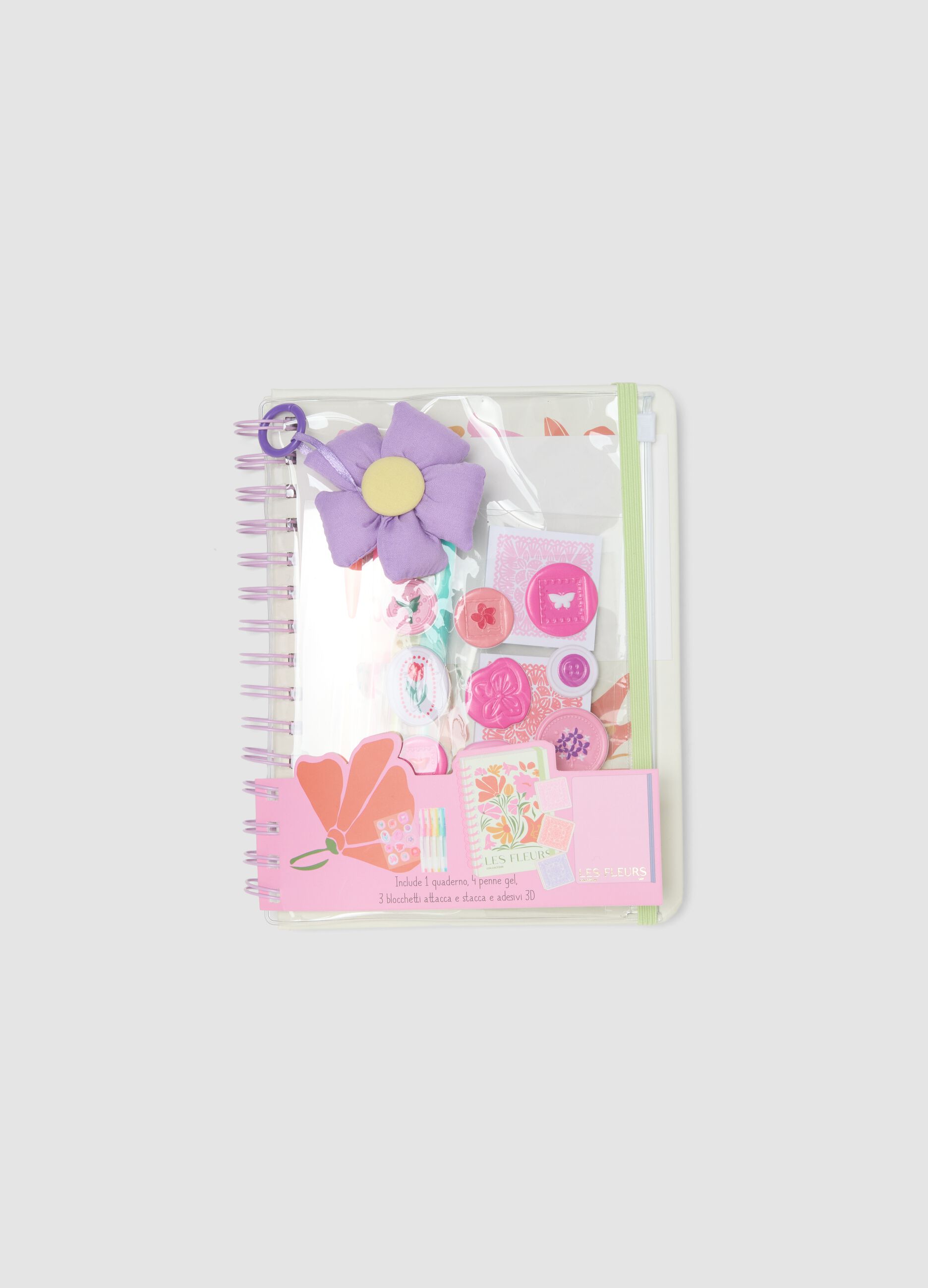 Multicolour stationery set with decorated notepad