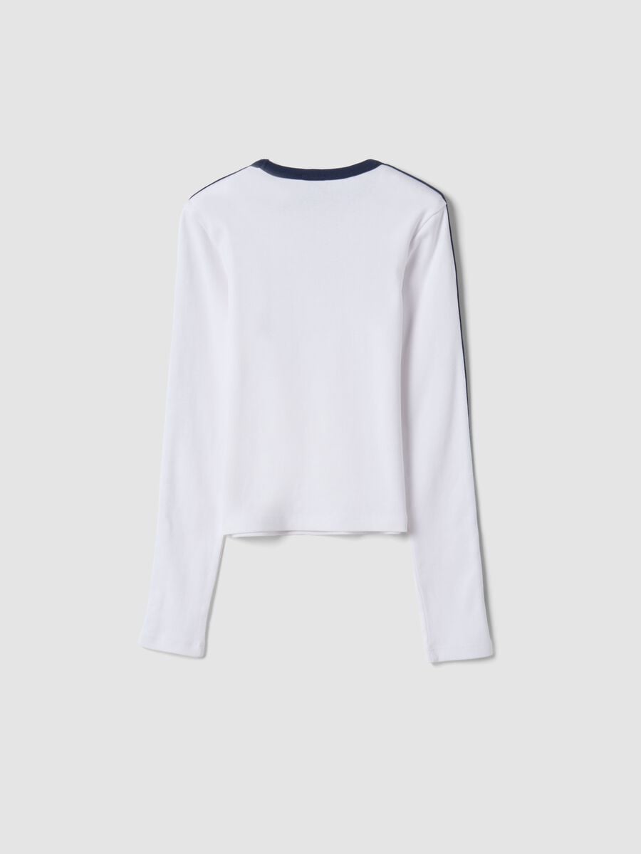 White pure cotton long-sleeve crew-neck T-shirt_2