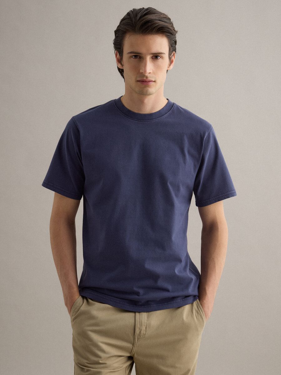 Blue pure cotton relaxed fit T-shirt_1
