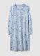 Blue pure cotton nightdress with serafino neckline_4
