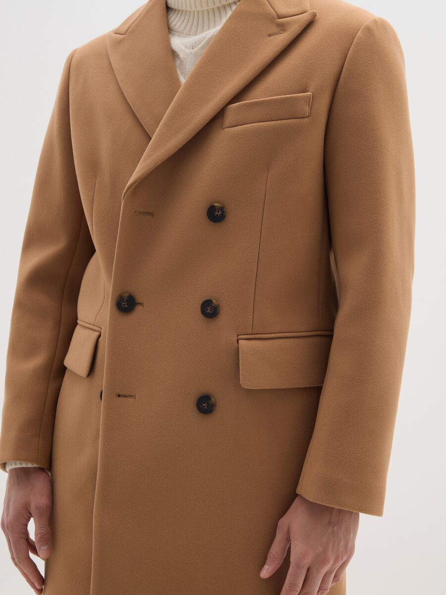 Elegant brown regular fit coat with buttons_4