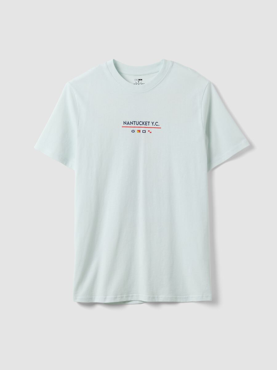 Light blue pure cotton T-shirt with front print_0
