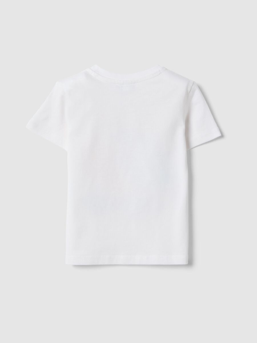 Boy's white pure cotton T-shirt regular fit with skater print_1