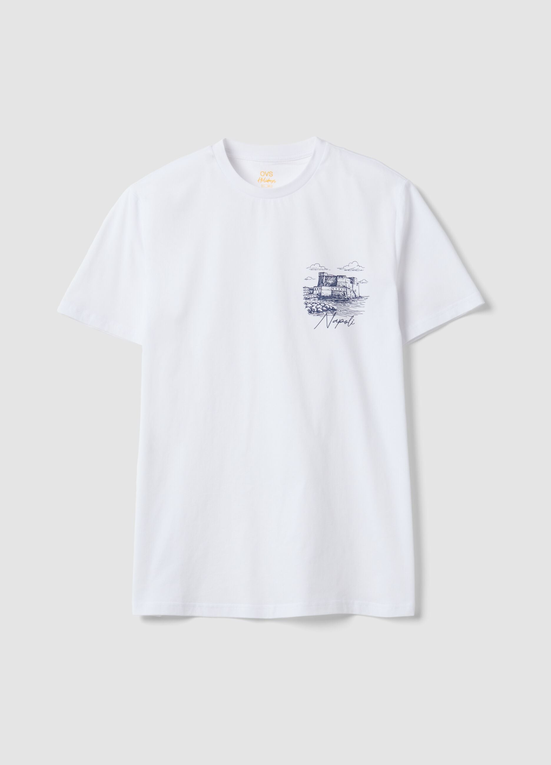Wei&szlig;es Herren-T-Shirt aus reiner Baumwolle mit kurzen &Auml;rmeln, Regular Fit