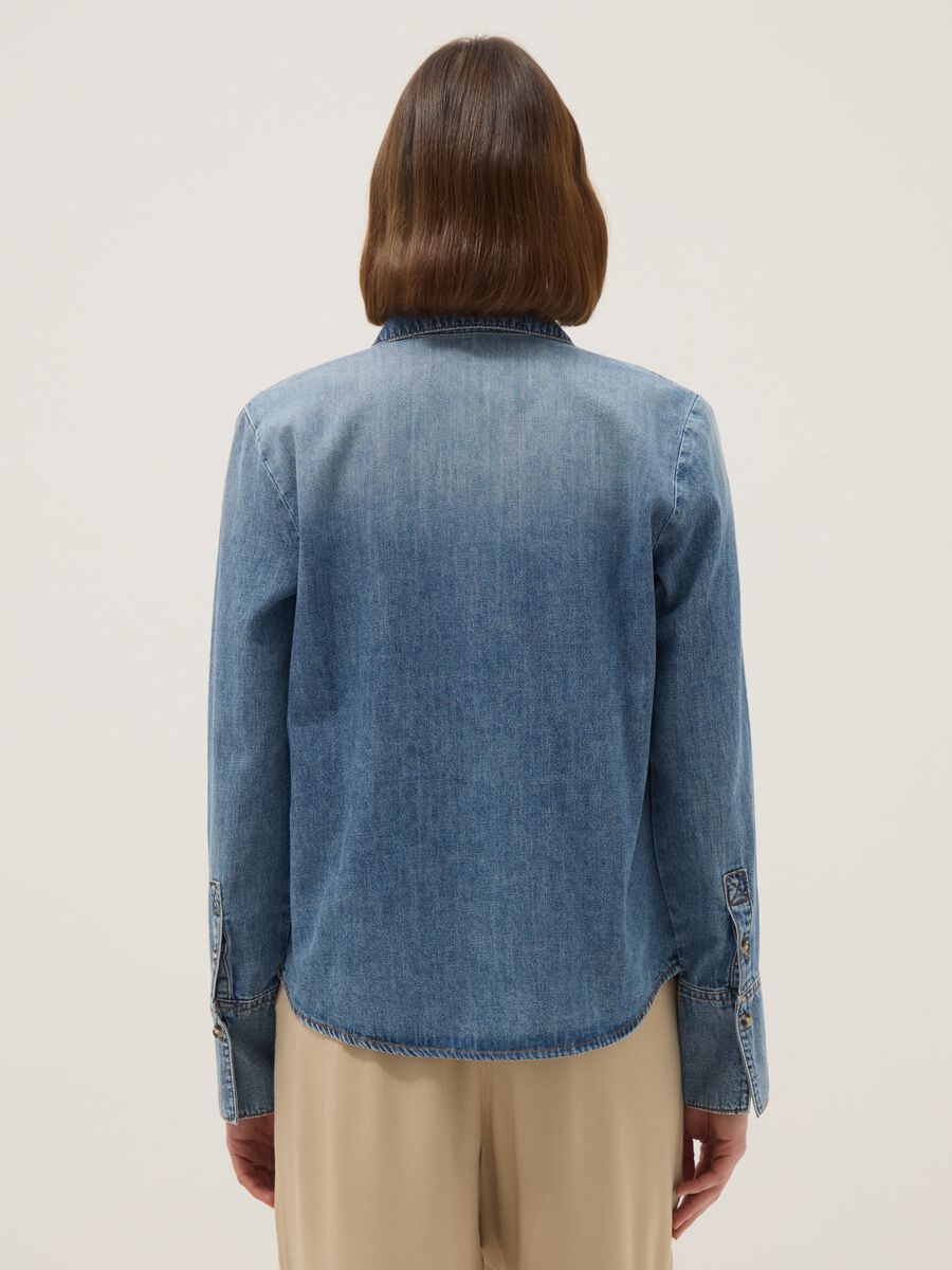 Blue Denim Long Sleeve Shirt in Pure Cotton Regular Fit_3