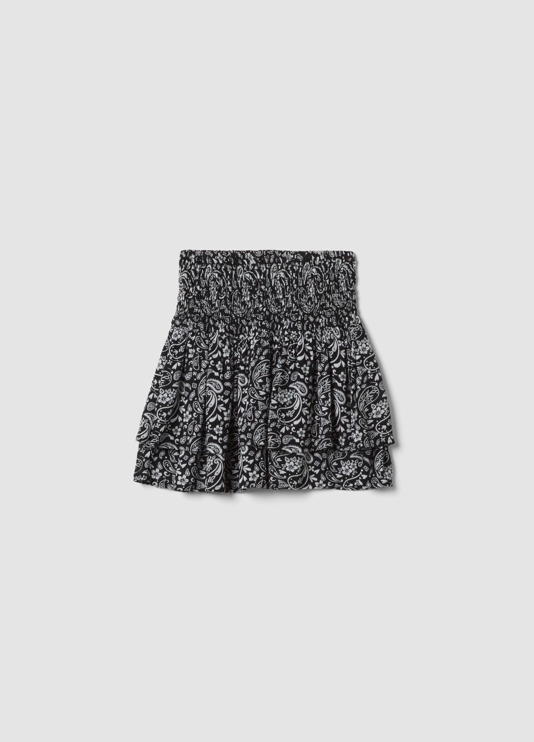 Girls&rsquo; multicolour pure-viscose mini skirt with paisley print