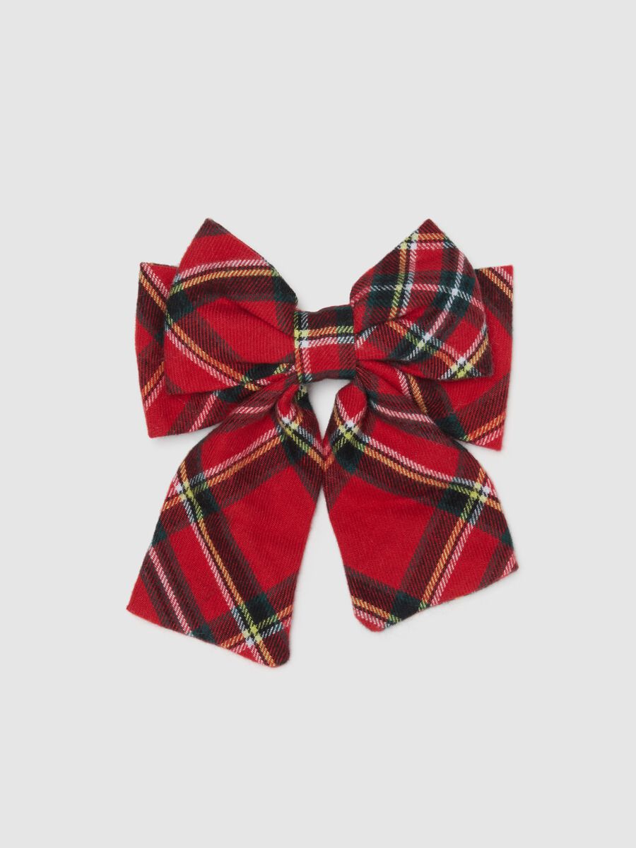Girls' Multicolour Check Cotton Hair Bow_0