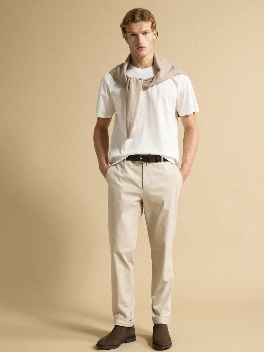Wei&szlig;es T-Shirt aus Jersey aus reiner Baumwolle mit Rundhalsausschnitt, Relaxed Fit_2
