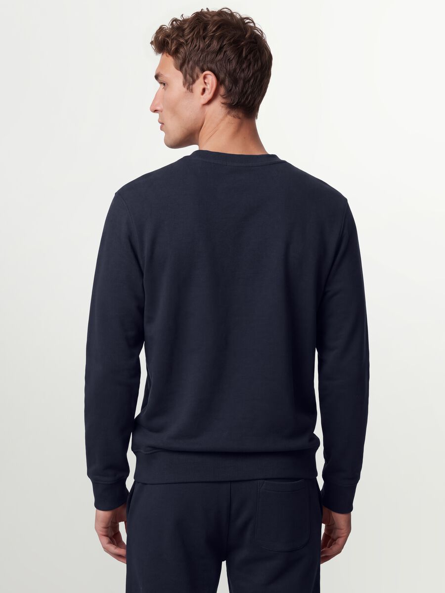 Sweatshirt azul de gola redonda em mistura de algod&atilde;o, corte regular_2