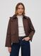 Braune Parkajacke aus Baumwollmix mit Kapuze und Rippkragen_0