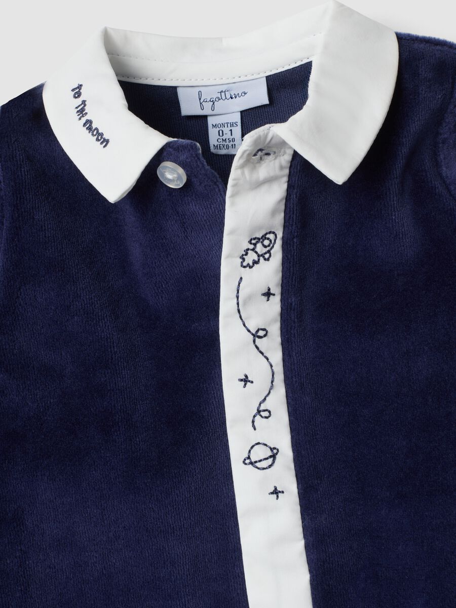 Tutina blu notte in misto cotone organico con colletto_2