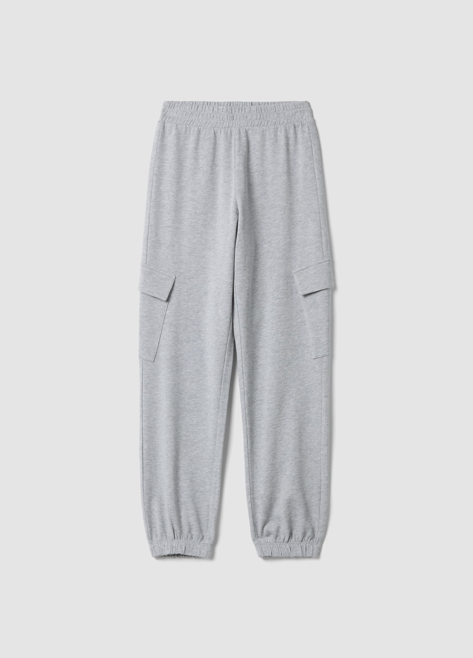 Pantaloni jogger grigi in misto cotone e viscosa