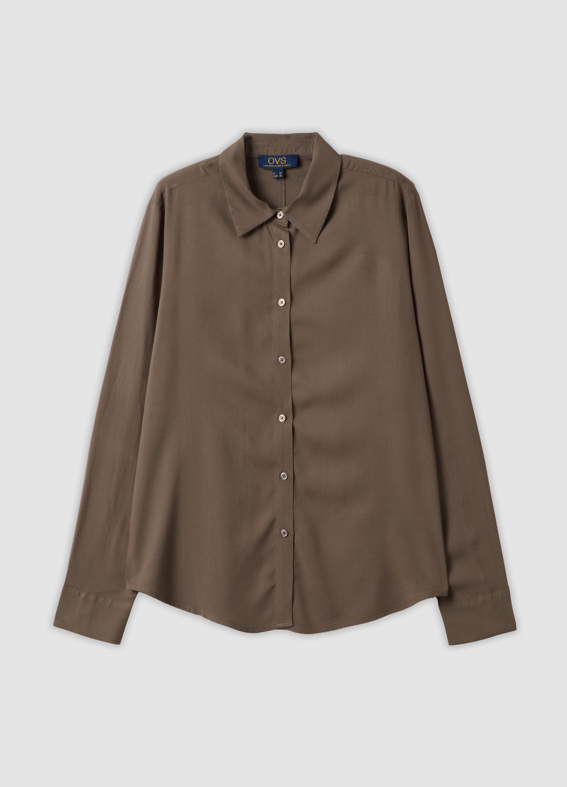Camicia marrone in pura viscosa regular fit