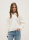 White cotton blend regular fit sweater with contrast collar_1
