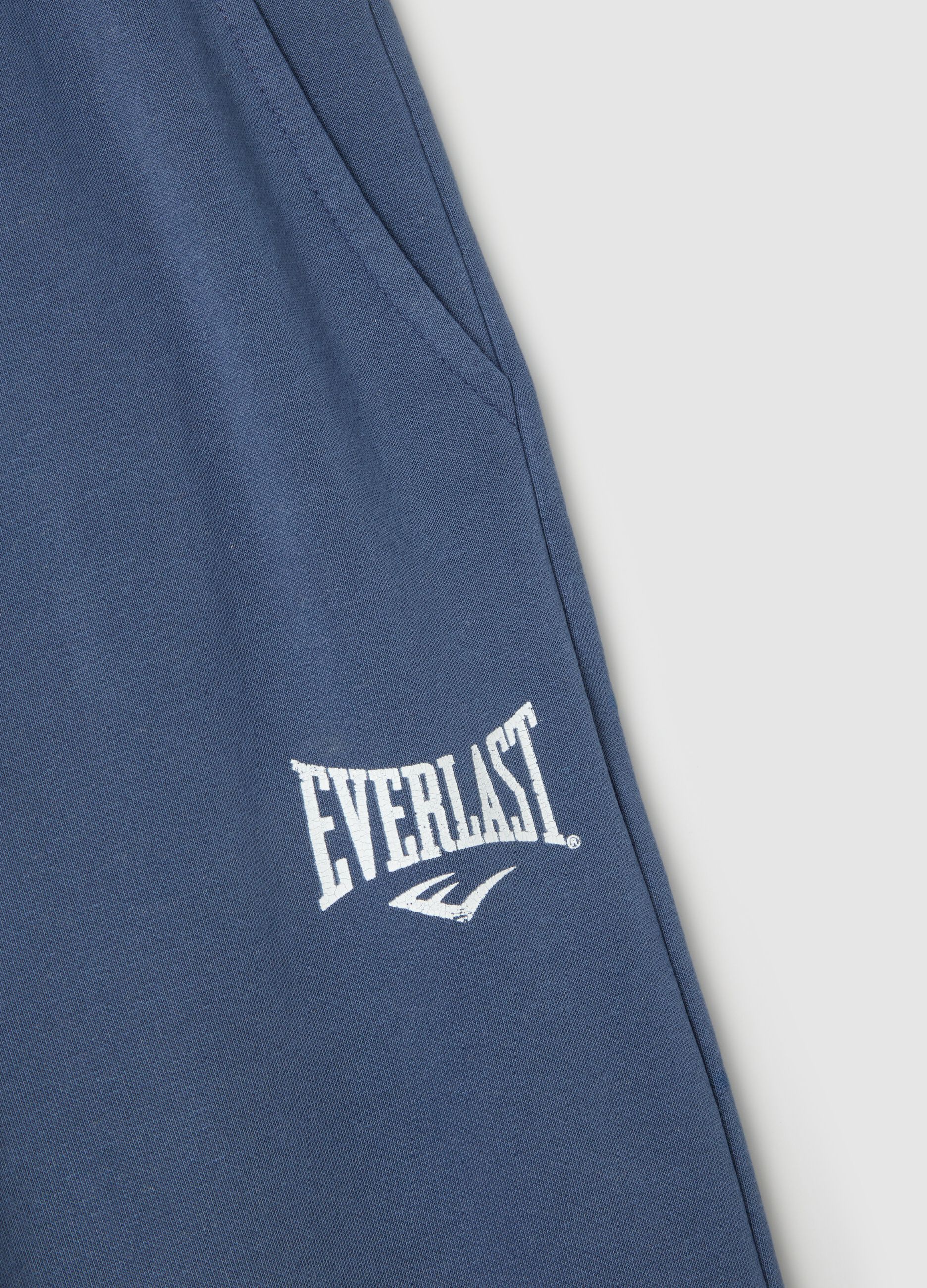Blue cotton blend jogger trousers regular fit with Everlast logo